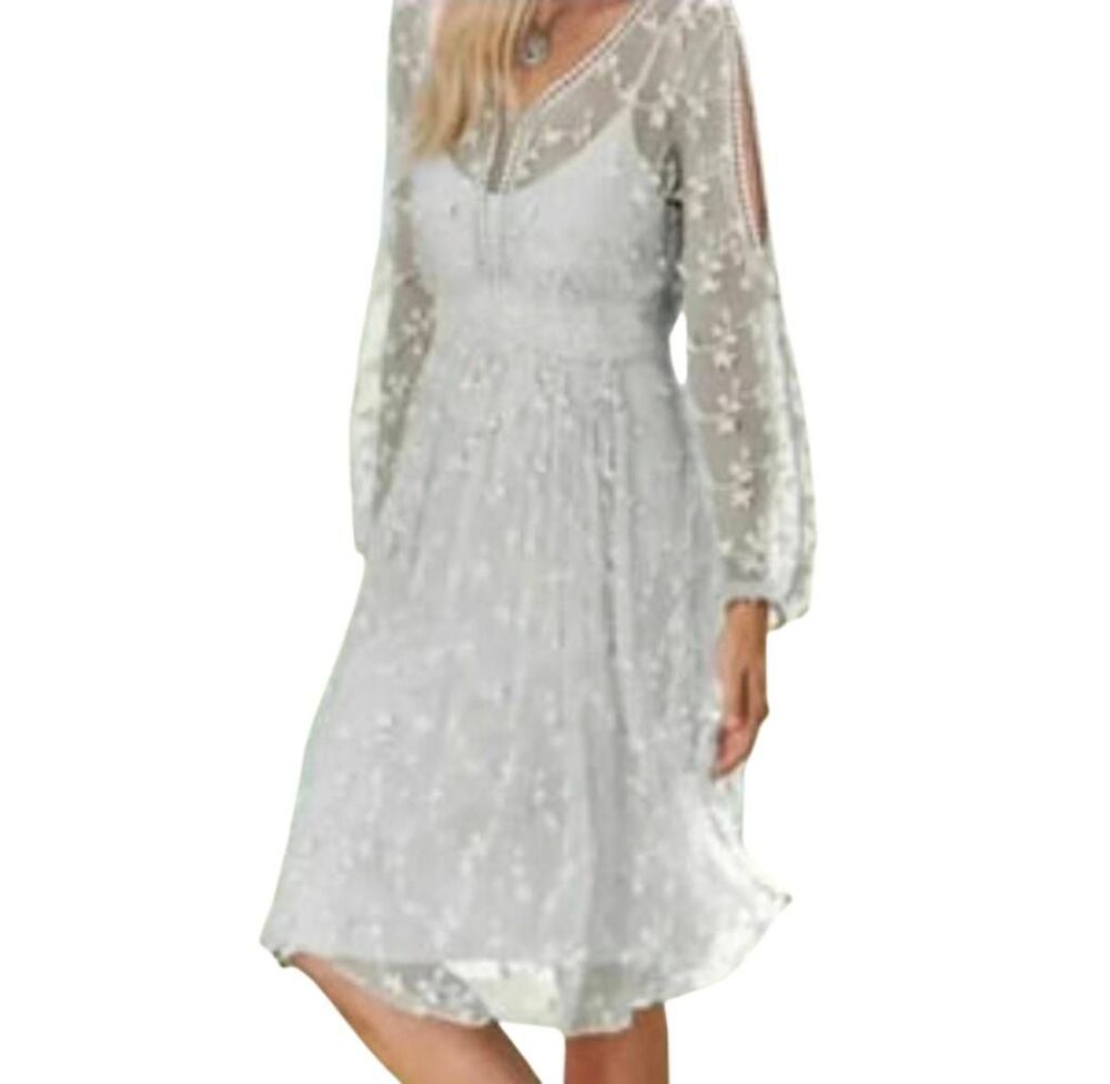 Sundance Embroidered Mesh Long Sleeve Dress Size 12